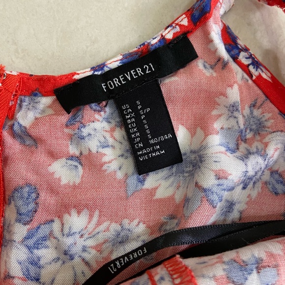 FOREVER 21 Women Coral Red Printed A-Line Dress Brand New (Never Worn) - Picture 5 of 14